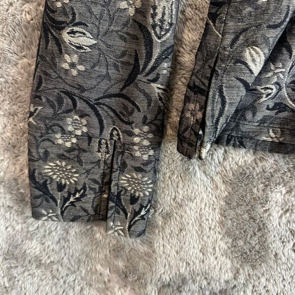 Hanky Panky Gray Floral Jacquard Jacket Full Zip Long Sleeve Top Cardigan M - Picture 5 of 8